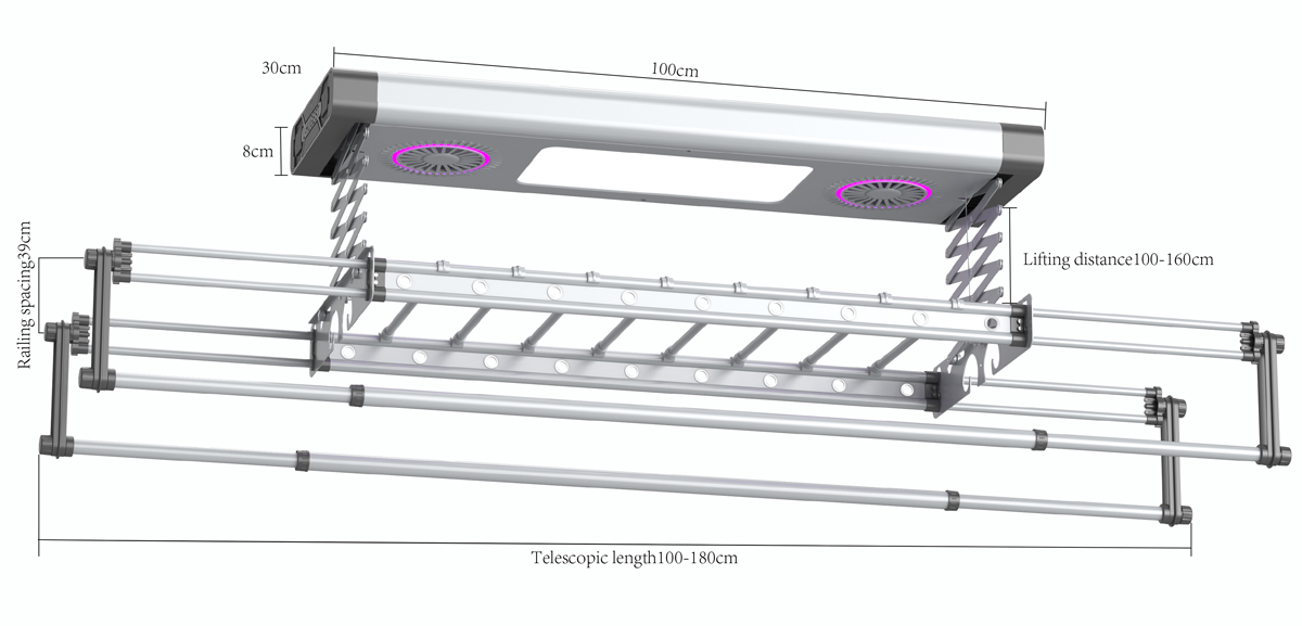 Smart Electric Clothes Rack LY1051S Starlight Silver Parameter 2