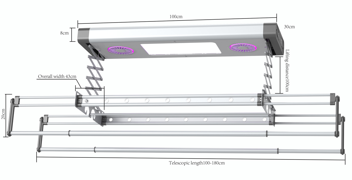 Smart Electric Clothes Rack LY1038S Starlight Silver Parameter 2