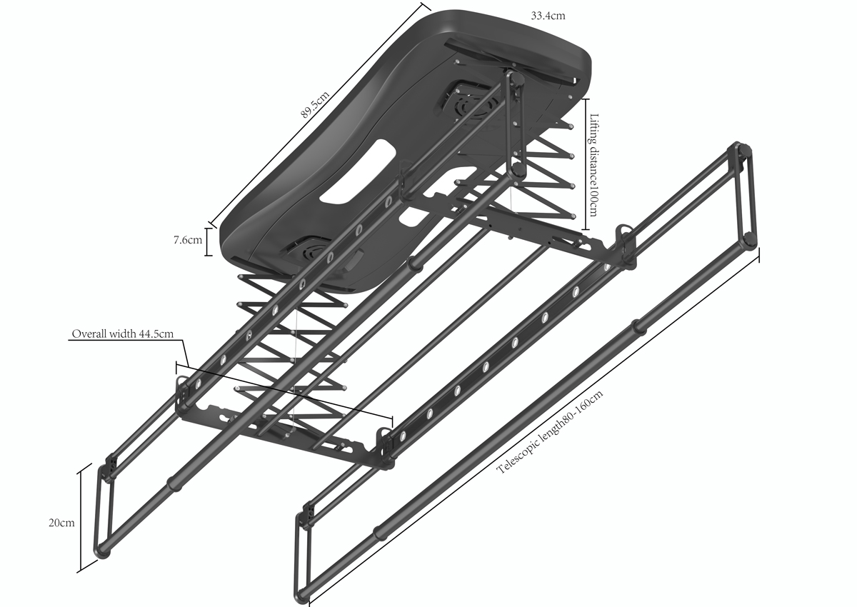 Smart Electric Clothes Rack LY0916B Gunmetal Gray Parameter 2