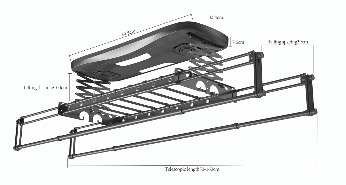 Smart Electric Clothes Rack LY0933B Gunmetal Gray Parameter 2