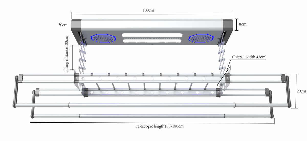 Smart Electric Clothes Rack LY1039S Starlight Silver Parameter 2