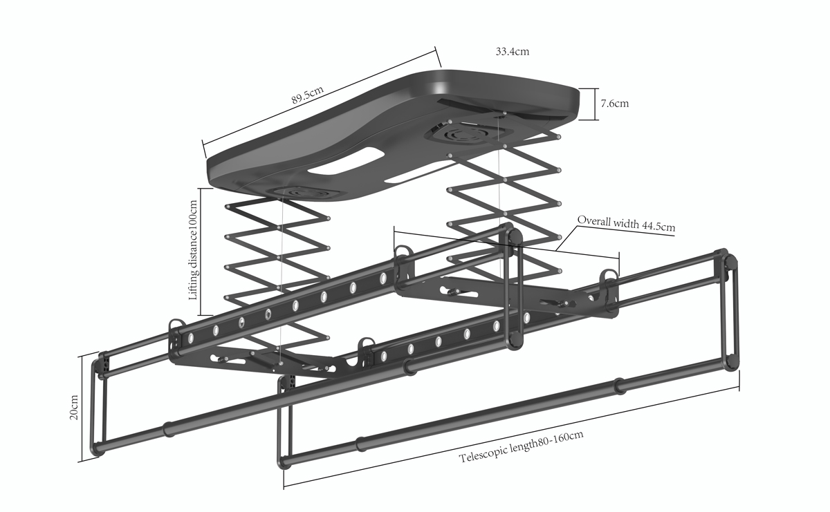 Smart Electric Clothes Rack LY0915B Gunmetal Gray Parameter 2
