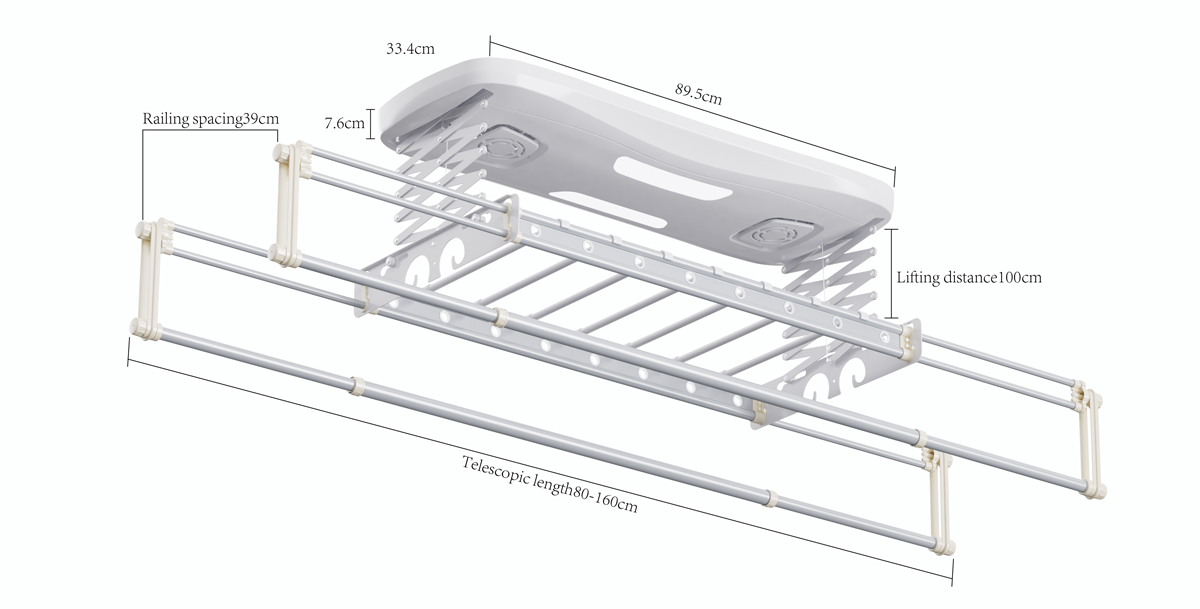 Smart Electric Clothes Rack LY0933W Jade White Parameter 2