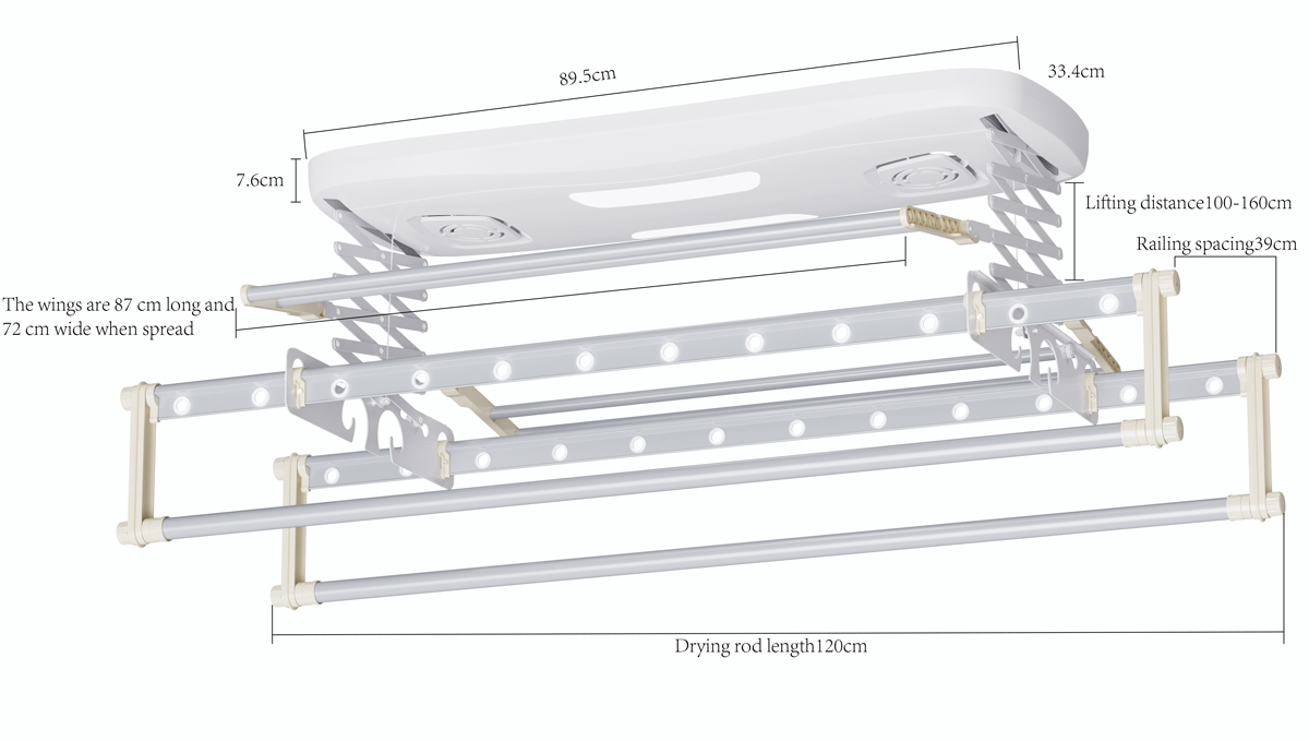 Smart Electric Clothes Rack LY0932W Jade White Parameter 2